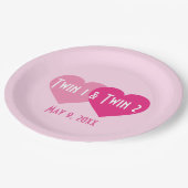 ピンクハートツインガールズ ペーパープレート (アングル)