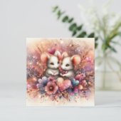 ピンクハートネズミクリスチャンカップルバレンタイン シーズンカード (スタンド正面)