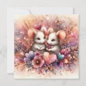 ピンクハートネズミクリスチャンカップルバレンタイン シーズンカード (正面)