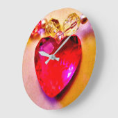 ピンクハートネックレス ラージ壁時計 (傾斜)