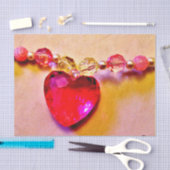 ピンクハートネックレス 薄葉紙 (クラフト)