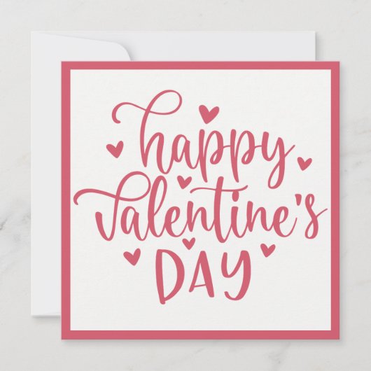 ピンクハートハッピーバレンタインデーカスタム シーズンカード (正面)