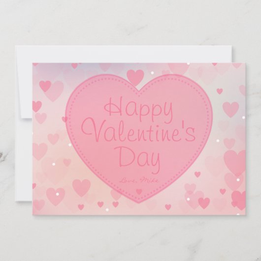 ピンクハートハッピーバレンタインデーカード シーズンカード (正面)