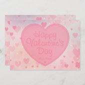 ピンクハートハッピーバレンタインデーカード シーズンカード (正面/裏面)