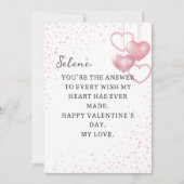 ピンクハートハッピーバレンタインデーカード 招待状 (正面)