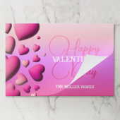 ピンクハートハッピーバレンタインデー紙ランチョンマット ペーパーパッド (折り畳み)