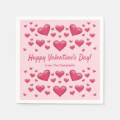 ピンクハートハッピーバレンタインデー&カスタム文字 スタンダードカクテルナプキン (正面)