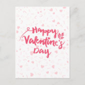 ピンクハートハッピーバレンタインデー シーズンポストカード (正面)