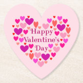 ピンクハートハッピーバレンタインデー ペーパーコースター (正面)