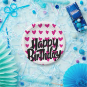 ピンクハートハッピーバースデー紙プレート ペーパープレート (パーティー)