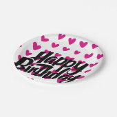 ピンクハートハッピーバースデー紙プレート ペーパープレート (アングル)