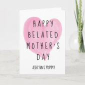 ピンクハートハッピーベレーテッドマザーズデイ カード (正面)