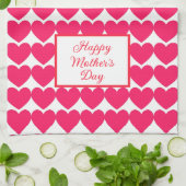 ピンクハートハッピーマザーズデイキッチンタオル キッチンタオル (折り畳み)