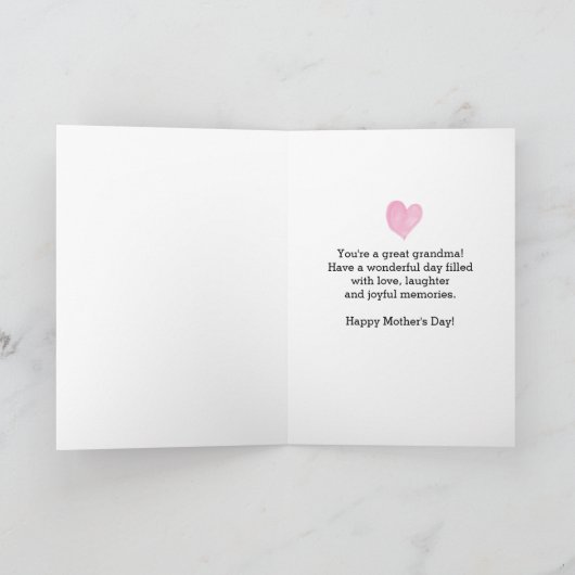 ピンクハートハッピーマザーズデイ祖母 カード (内部)