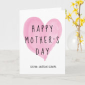 ピンクハートハッピーマザーズデイ祖母 カード (黄色い花)