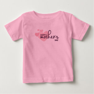 ピンクハートハッピーマザーズデイ   ボディースーツ ベビーTシャツ