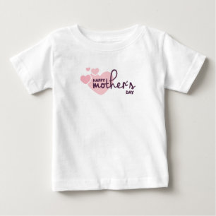 ピンクハートハッピーマザーズデイ ラッフルTシャツ ベビーTシャツ
