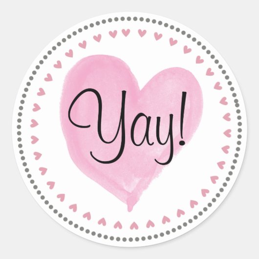 ピンクハートハッピーメールYay ラウンドシール (正面)