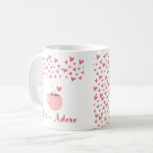 ピンクハートバックグラウンドティー – アドロコーヒー コーヒーマグカップ (正面左)