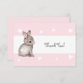 ピンクハートバニーサンキューカード サンキューカード (正面/裏面)