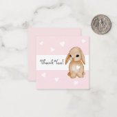 ピンクハートバニーベビーシャワーサンキューカード ノートカード (正面/裏面インサイチュ)