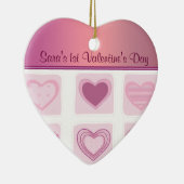 ピンクハートバビーズファースト・バレンタインデー写真 セラミックオーナメント (右)