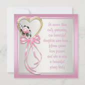 ピンクハートバラピンクホワイトキンセアニェラ招待状 招待状 (正面)