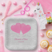 ピンクハートバルーンウェディングシャワー紙プレート ペーパープレート (パーティー)