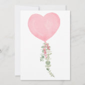 ピンクハートバルーンベビーシャワー 招待状 (裏面)