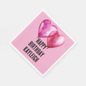 ピンクハートバルーン誕生日 スタンダードランチョンナプキン (角)