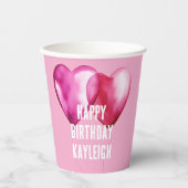 ピンクハートバルーン誕生日 紙コップ (正面)