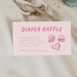 ピンクハートバレンタインおむつラッフルチケット エンクロージャーカード