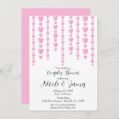 ピンクハートバレンタインカップルのウェディングシャワー 招待状 (正面/裏面)