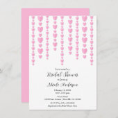 ピンクハートバレンタインカップルのブライダルシャワー 招待状 (正面/裏面)