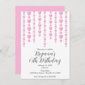 ピンクハートバレンタインデーバーパーティー 招待状 (正面/裏面)