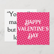 ピンクハートバレンタインデーフラットカード