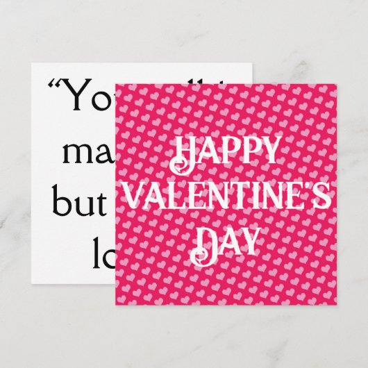 ピンクハートバレンタインデーフラットカード (正面/裏面)