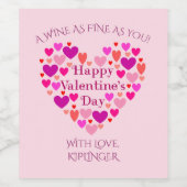 ピンクハートバレンタインデー ワインラベル (シングルラベル)