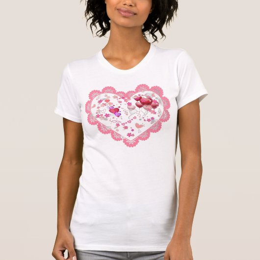 ピンクハートバレンタインデー Tシャツ (正面)
