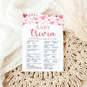 ピンクハートバレンタインベビートリビアベビーシャワーゲーム 招待状