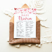 ピンクハートバレンタインベビートリビアベビーシャワーゲーム 招待状