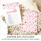 ピンクハートバレンタインベビーワードスクランブルゲーム 招待状