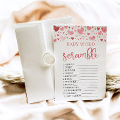 ピンクハートバレンタインベビーワードスクランブルゲーム 招待状