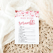 ピンクハートバレンタインベビーワードスクランブルゲーム 招待状