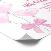 ピンクハートバレンタイン誕生日時間カプセル標識 ポスター (角)