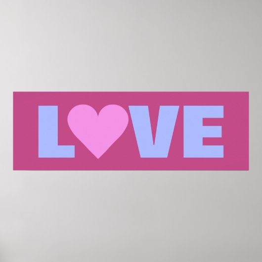 ピンクハートバレンタイン「LOVE」ポスター ポスター (正面)