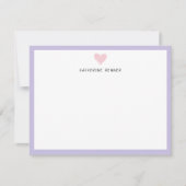 ピンクハートパステルパープ縁どパーソナライズされたル サンキューカード (正面)