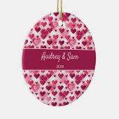 ピンクハートパターカスタムン文字 セラミックオーナメント (右)