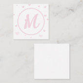 ピンクハートパターガーリーンロマンモノグラムの エンクロージャーカード (正面/裏面)