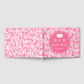 ピンクハートパターパーソナライズされたン結婚ズのゲストブック ゲストブック (全面)